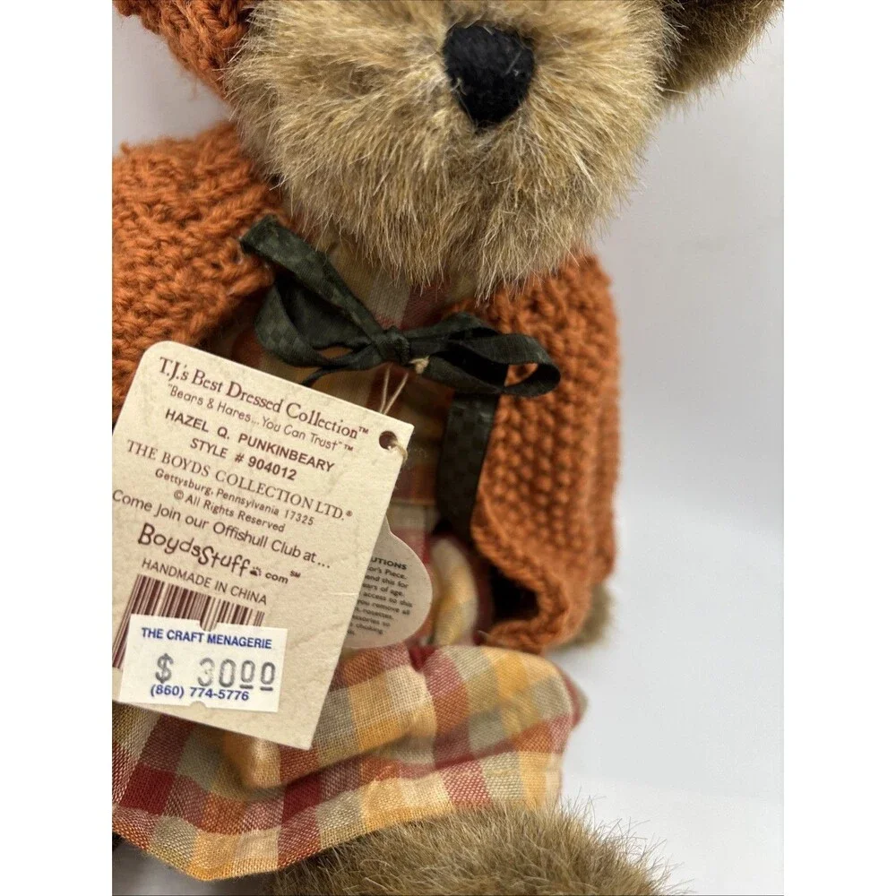 RETIRED Boyd’s Bear Hazel Q. Punkinbeary Stuffed Bear 2002 Jointed Autumn NWT